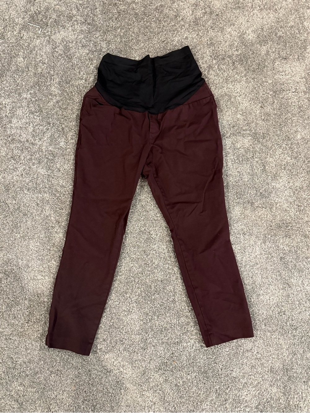Maternity Pixie Work Pants in Burgundy and Black